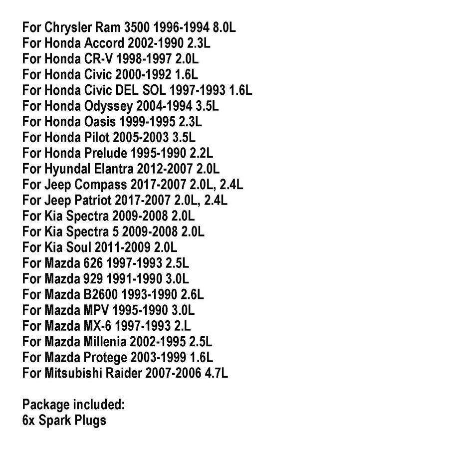 6x 98079-5514N Spark Plugs PZFR5F-11 4363 for Honda Accord Chrysler Generic US Part One