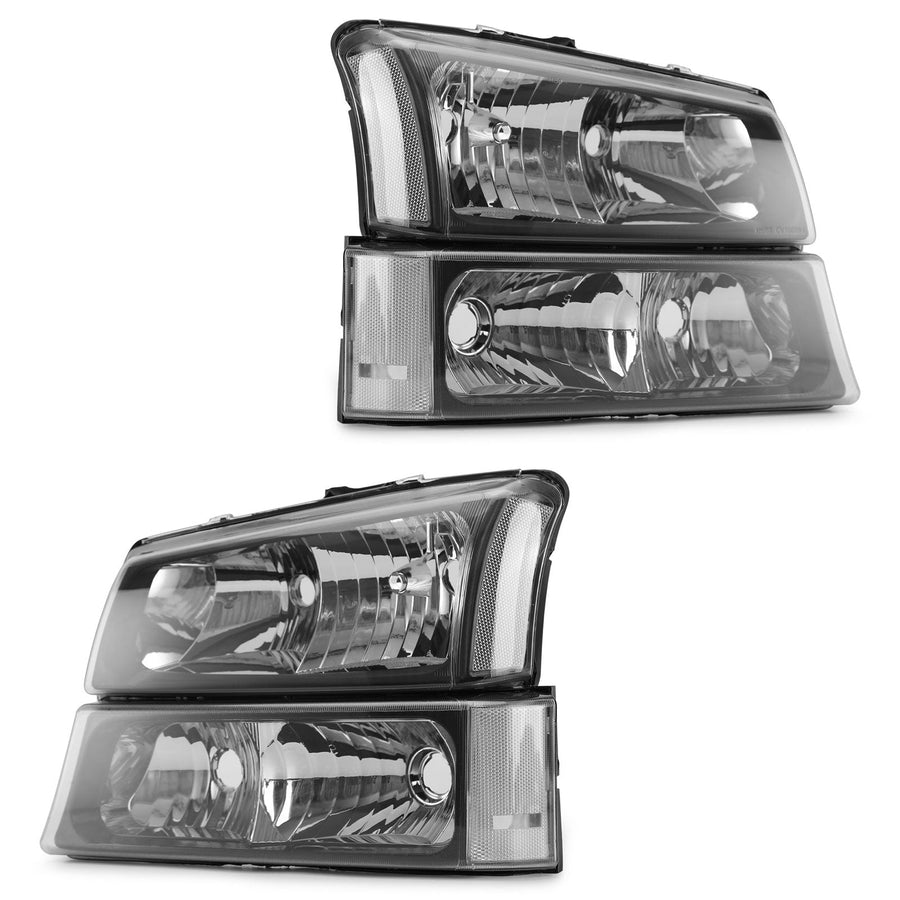 03-06 Silverado 1500/3500/1500 HD/500 HD Black Housing Clear Side Headlights/Lamp Assembly 10396913 15199557 2503224 Generic U.S. Part One
