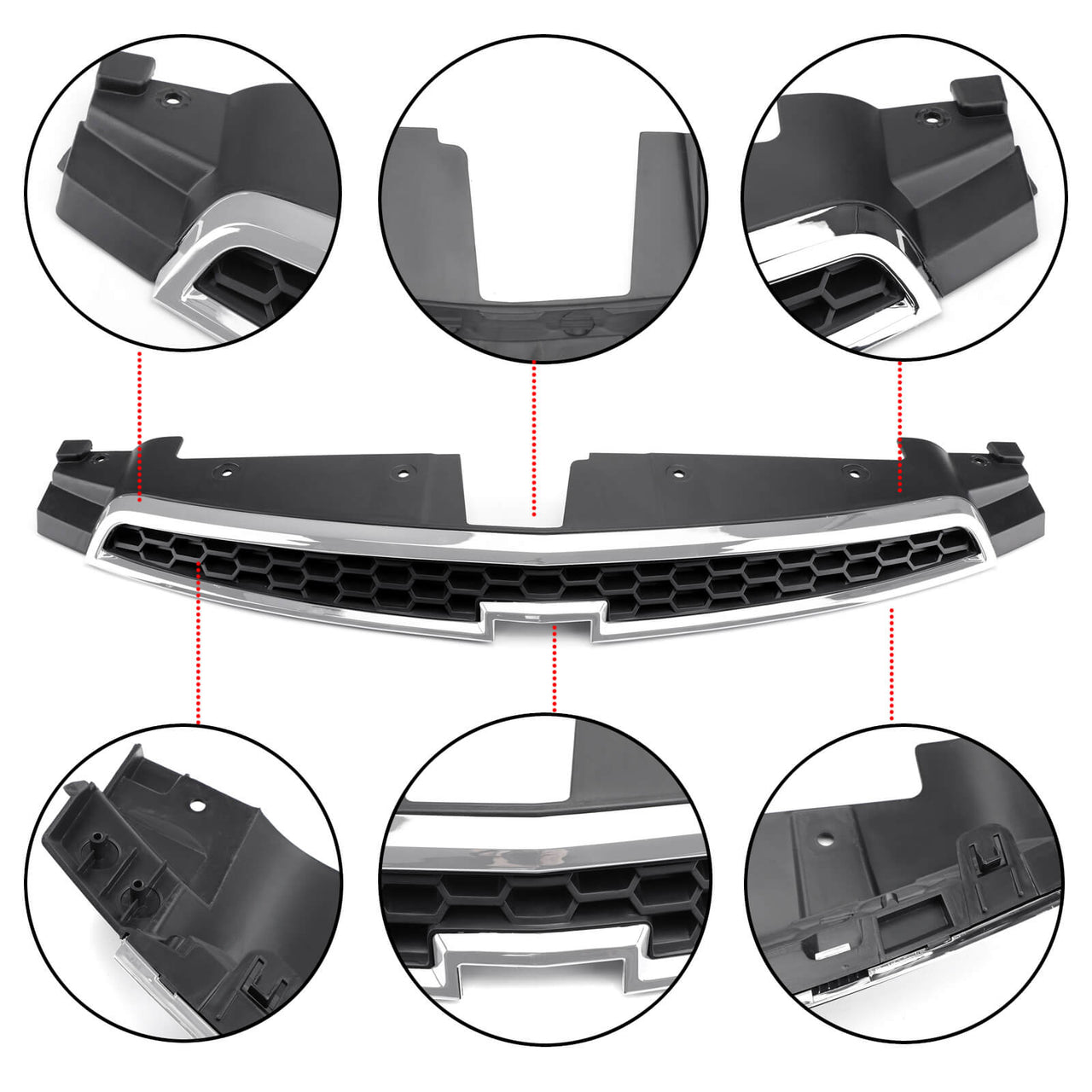 Upper+Lower Grille 2PCS Front Bumper Inserts Trim Covers For 2009-2014 Chevy Cruze Generic US Part One