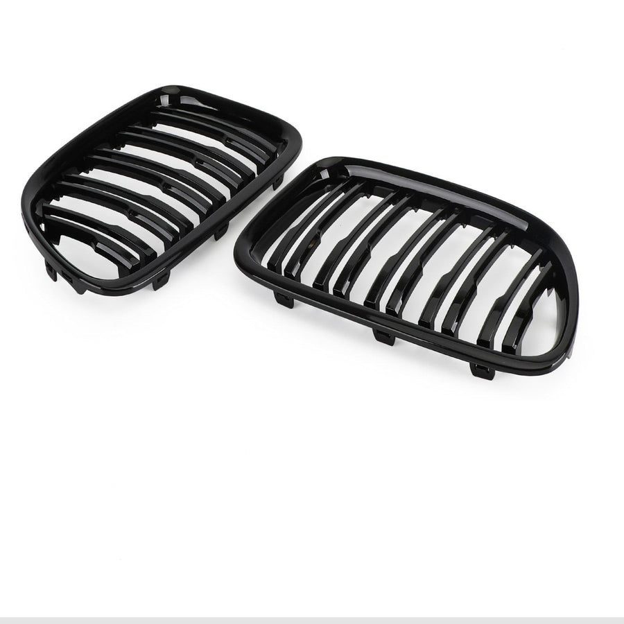 09-14 BMW X1 E84 SUV Gloss Black Dual Slats Front Hood Kidney Grill Grille Generic U.S. Part One