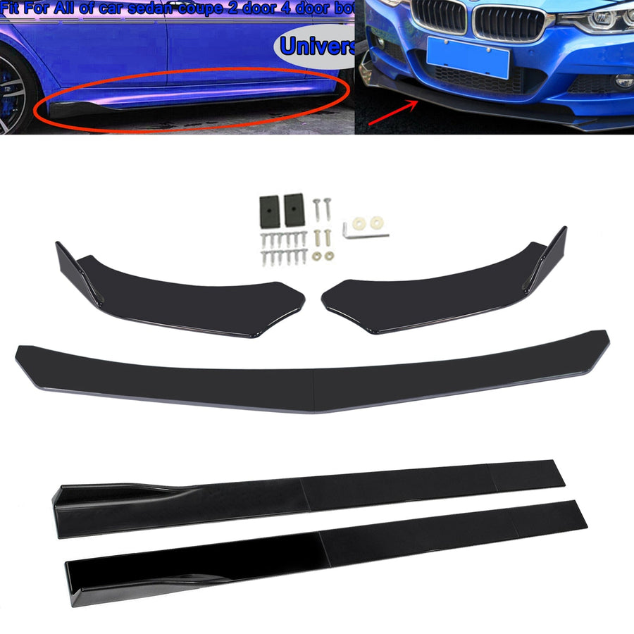 10Pcs ABS Front Bumper Spoiler Diffuser Side Skirt Rear Lip Splitter Canard Kits Generic U.S. Part One