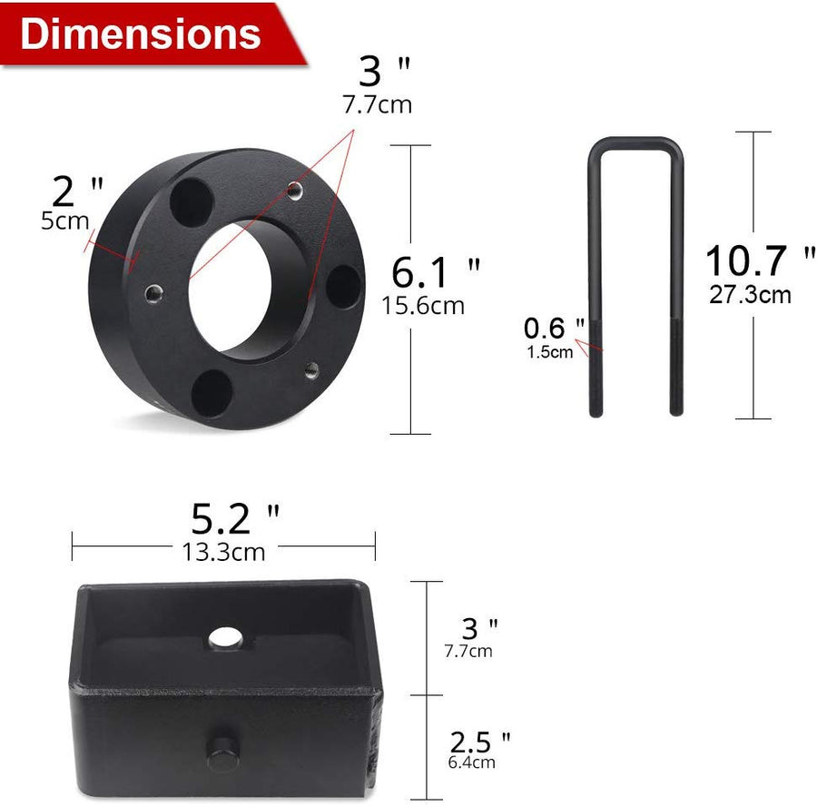 Leveling Kit 3" Front and 2" Rear Leveling Lift Kit for 2007-2019 Chevy Silverado 1500 Sierra GMC 1500 Lift Kit U.S. Part One