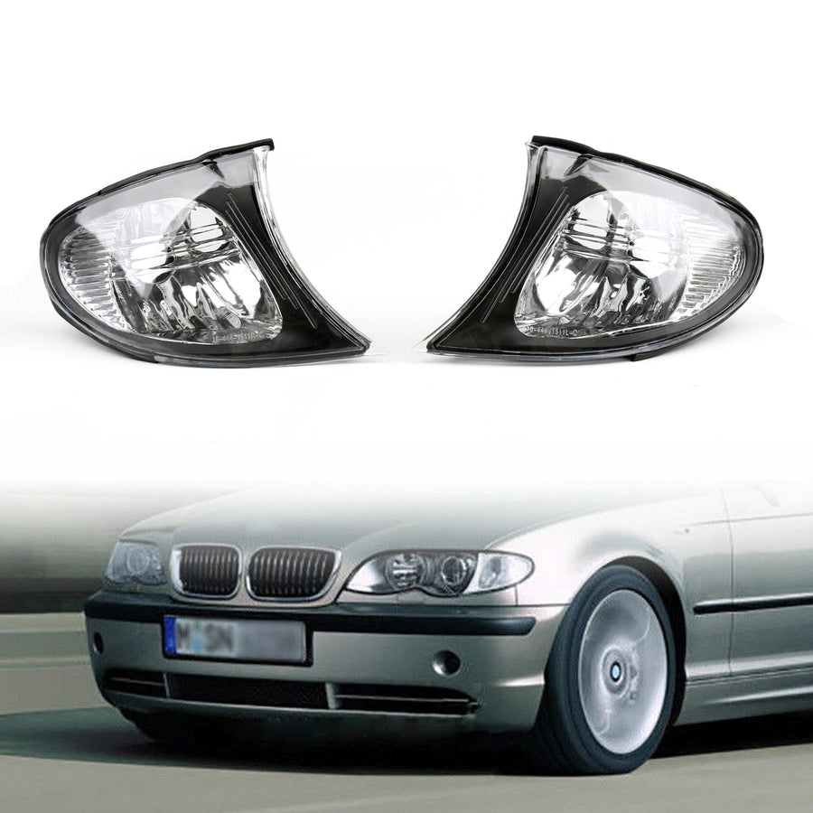02-05 BMW E46 3-Series 4Dr Euro  Corner Lights - Crystal Clear W/ Smoke Trim Fit Generic U.S. Part One
