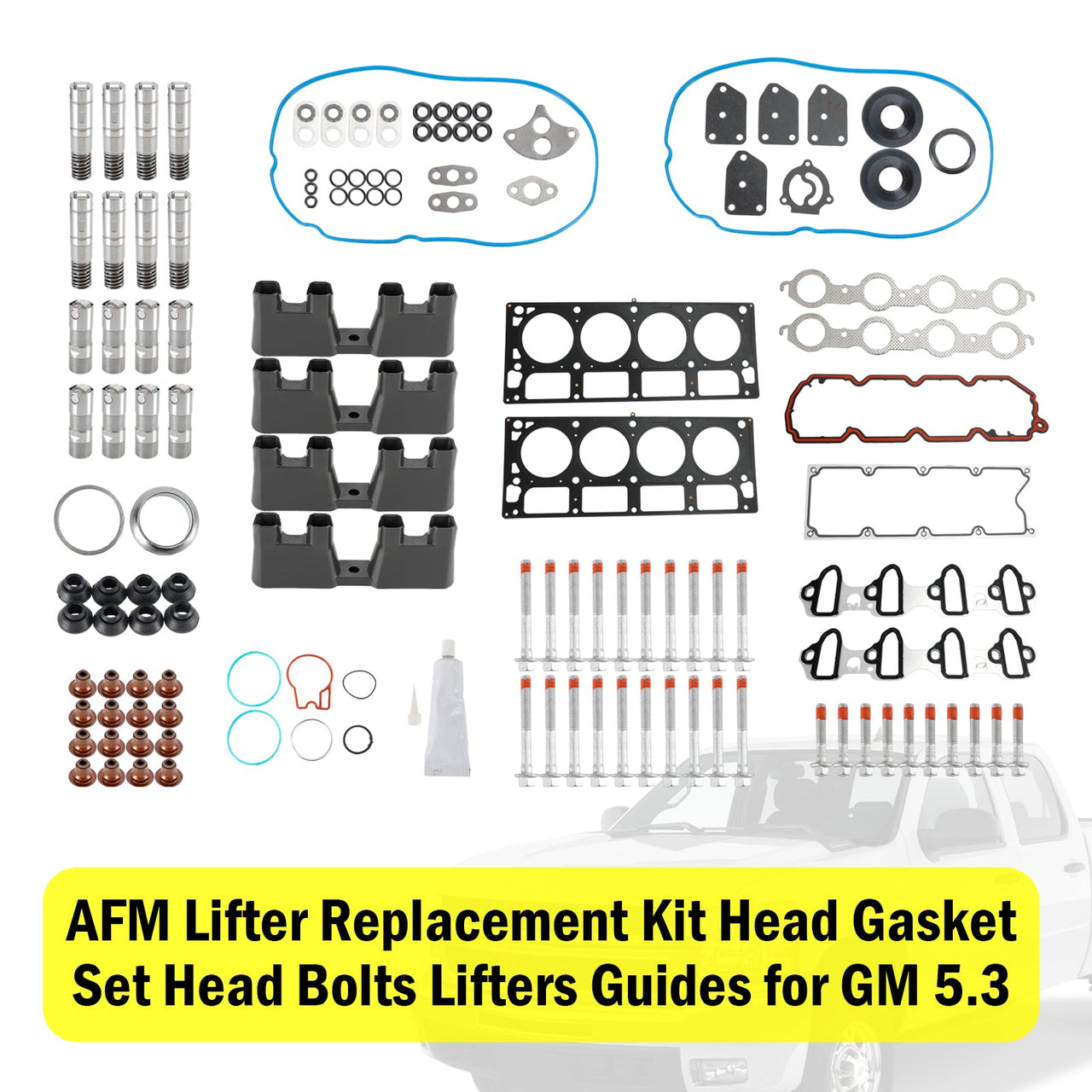 2005-2006 GMC Envoy XL 5.3L 5328CC 325CID V8 OHV 16 Valve AFM Lifter Replacement Kit Head Gasket Set Head Bolts Lifters Guides Fedex Express Generic