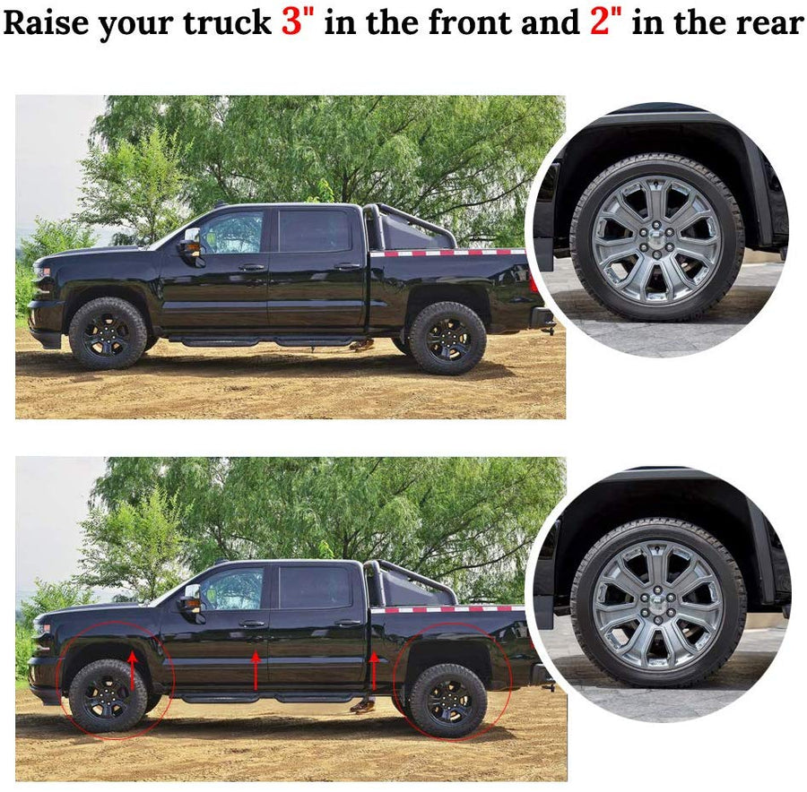 Leveling Kit 3" Front and 2" Rear Leveling Lift Kit for 2007-2019 Chevy Silverado 1500 Sierra GMC 1500 Lift Kit U.S. Part One