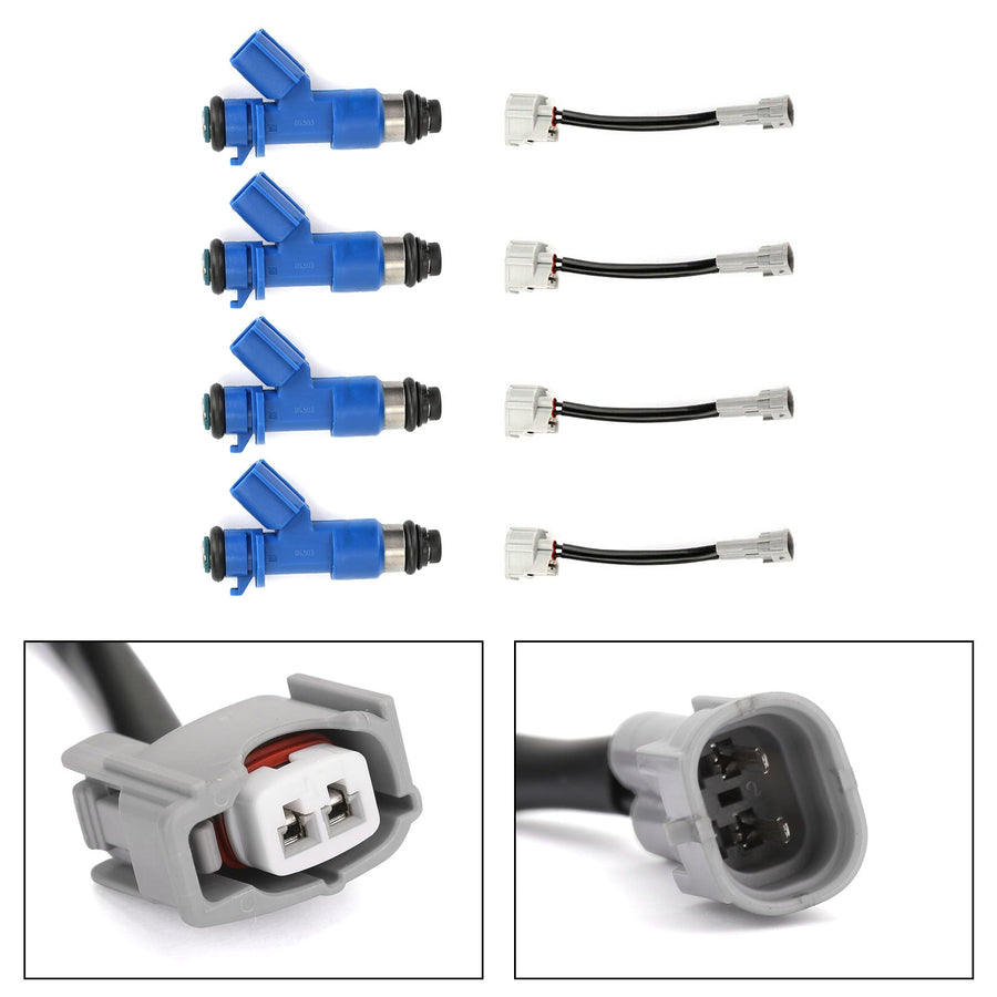 4PCS Fuel Injectors 16450RWCA01 Fit Honda Civic Fit Acura RSX W/Adapters 410CC Generic US Part One