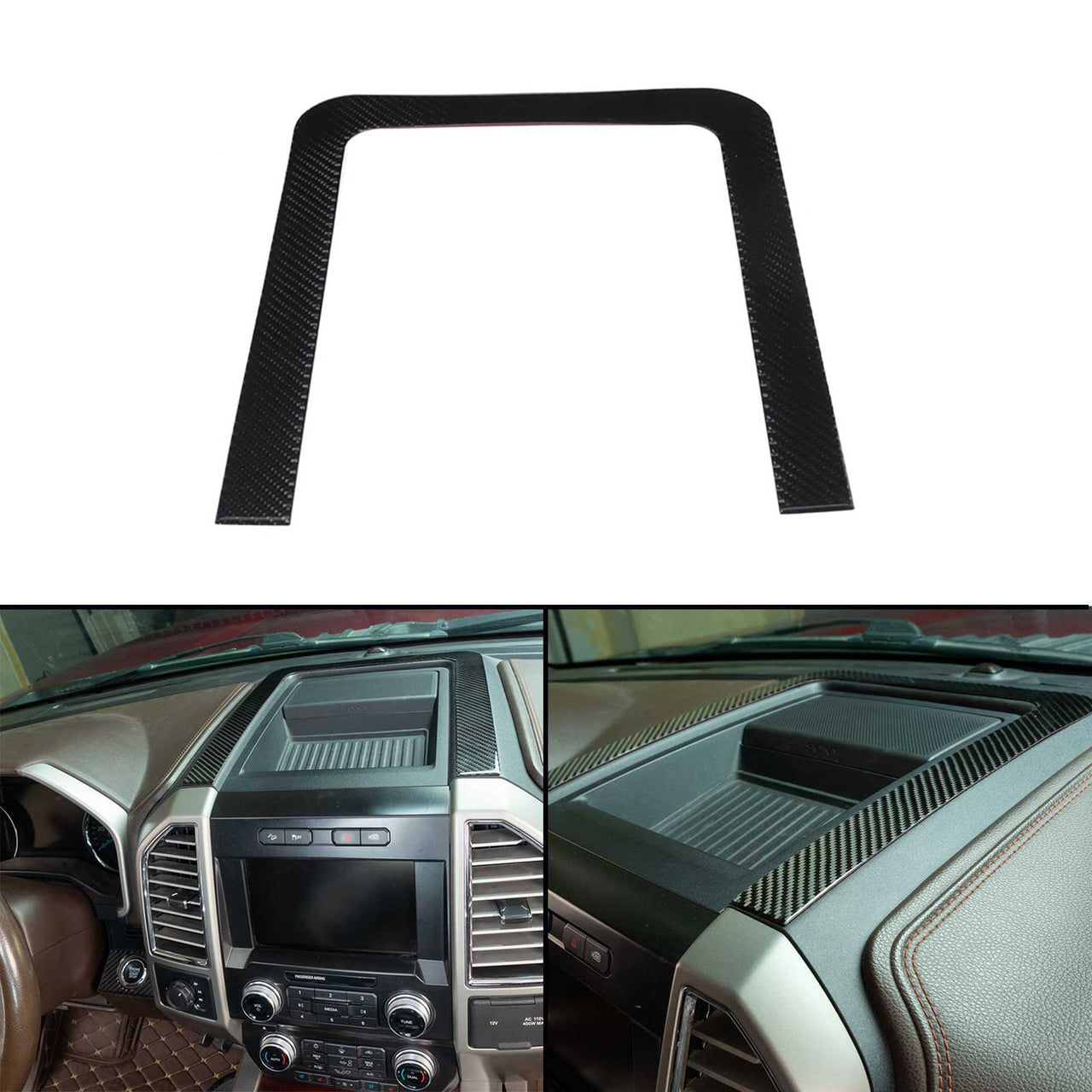 Carbon Fiber Interior Center Console Storage Box Cover Trim For Ford F150 2015- Generic