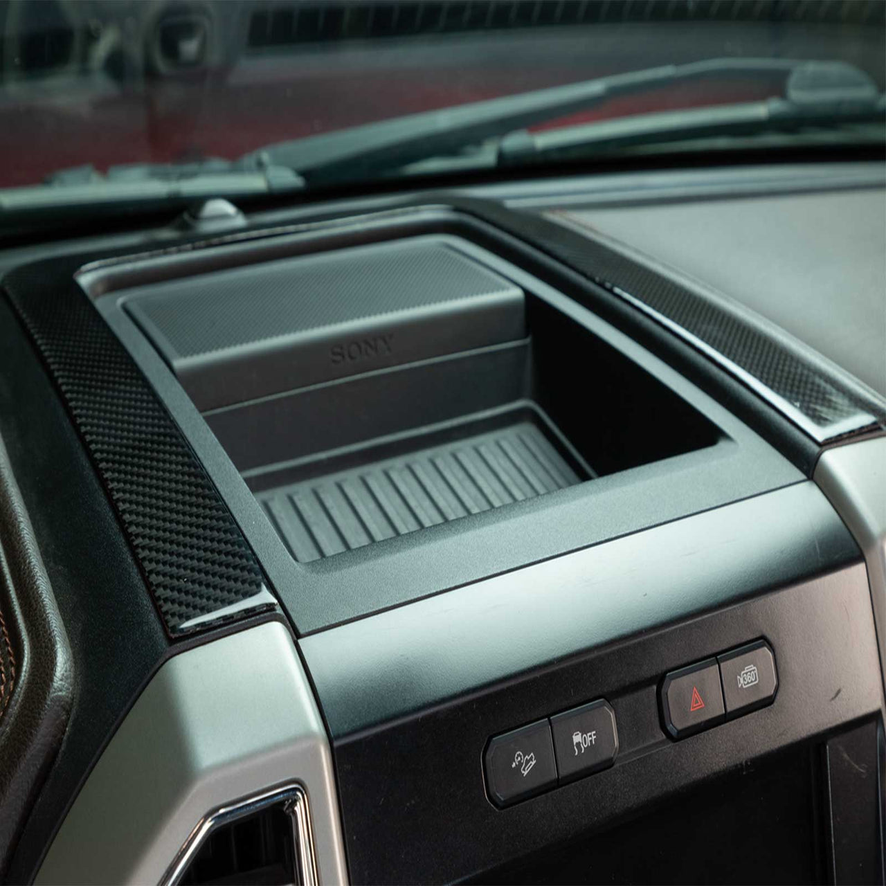 Carbon Fiber Interior Center Console Storage Box Cover Trim For Ford F150 2015- Generic