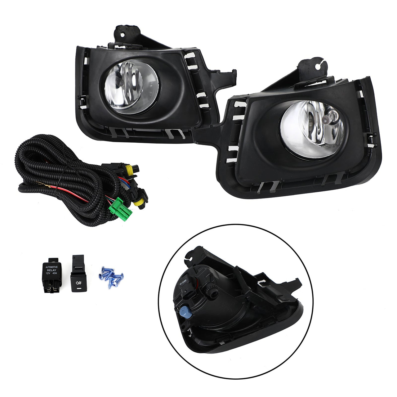 12-14 Toyota Prius C  Clear Lens Front Bumper Fog Light Lamps w/Bezel+Switch Generic