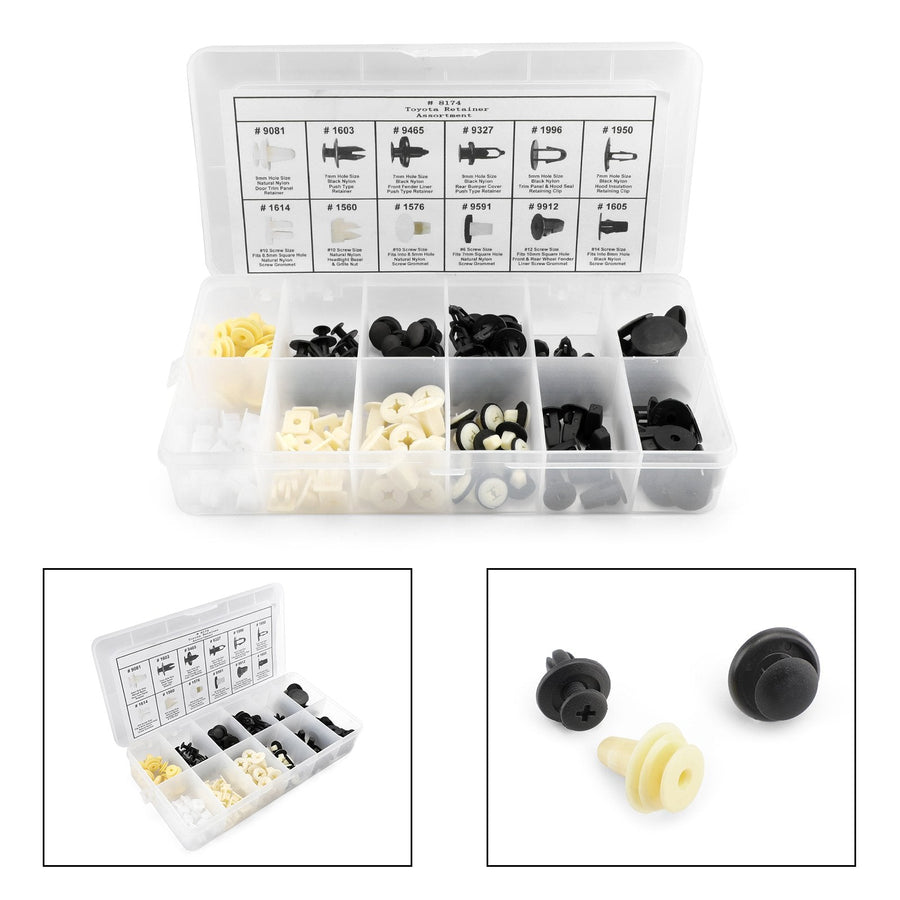 146 PCS Fender Door Hood Bumper Trim Clip Body Retainer Assortment 67771-01010 For Toyota Generic U.S. Part One