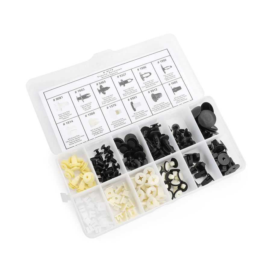 146 PCS Fender Door Hood Bumper Trim Clip Body Retainer Assortment 67771-01010 For Toyota Generic U.S. Part One