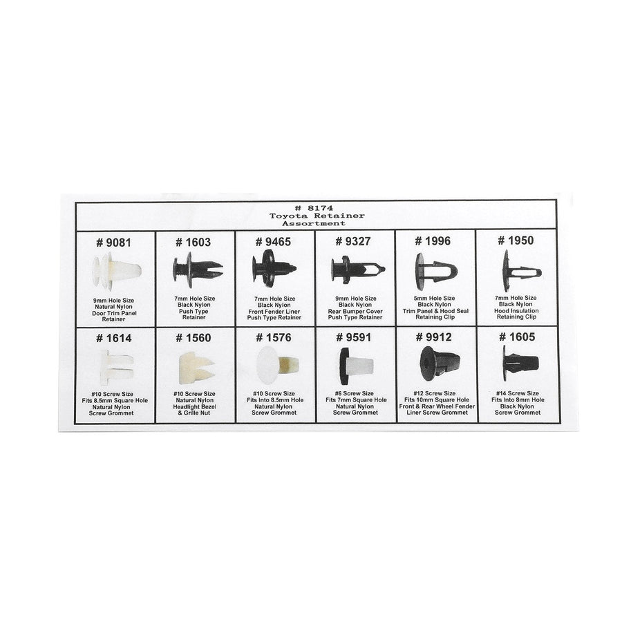 146 PCS Fender Door Hood Bumper Trim Clip Body Retainer Assortment 67771-01010 For Toyota Generic U.S. Part One