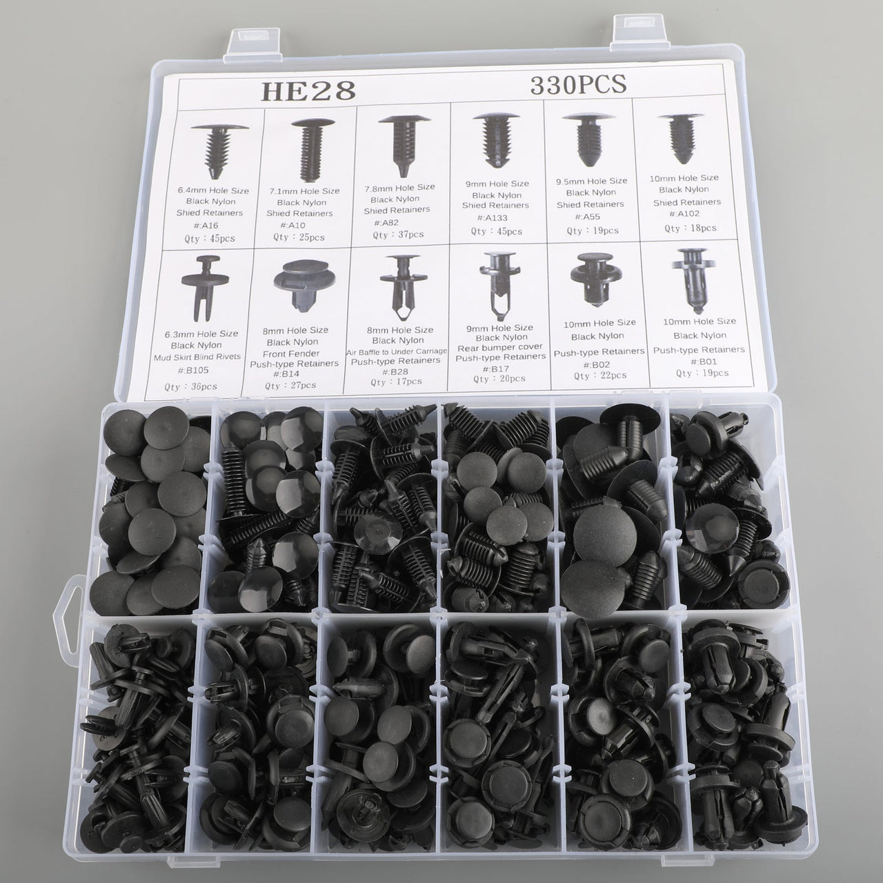 330PCS Car Bumper Push Rivet Fastener Clip Retainers Assortment Fits For Ford Toyota Generic US Part One
