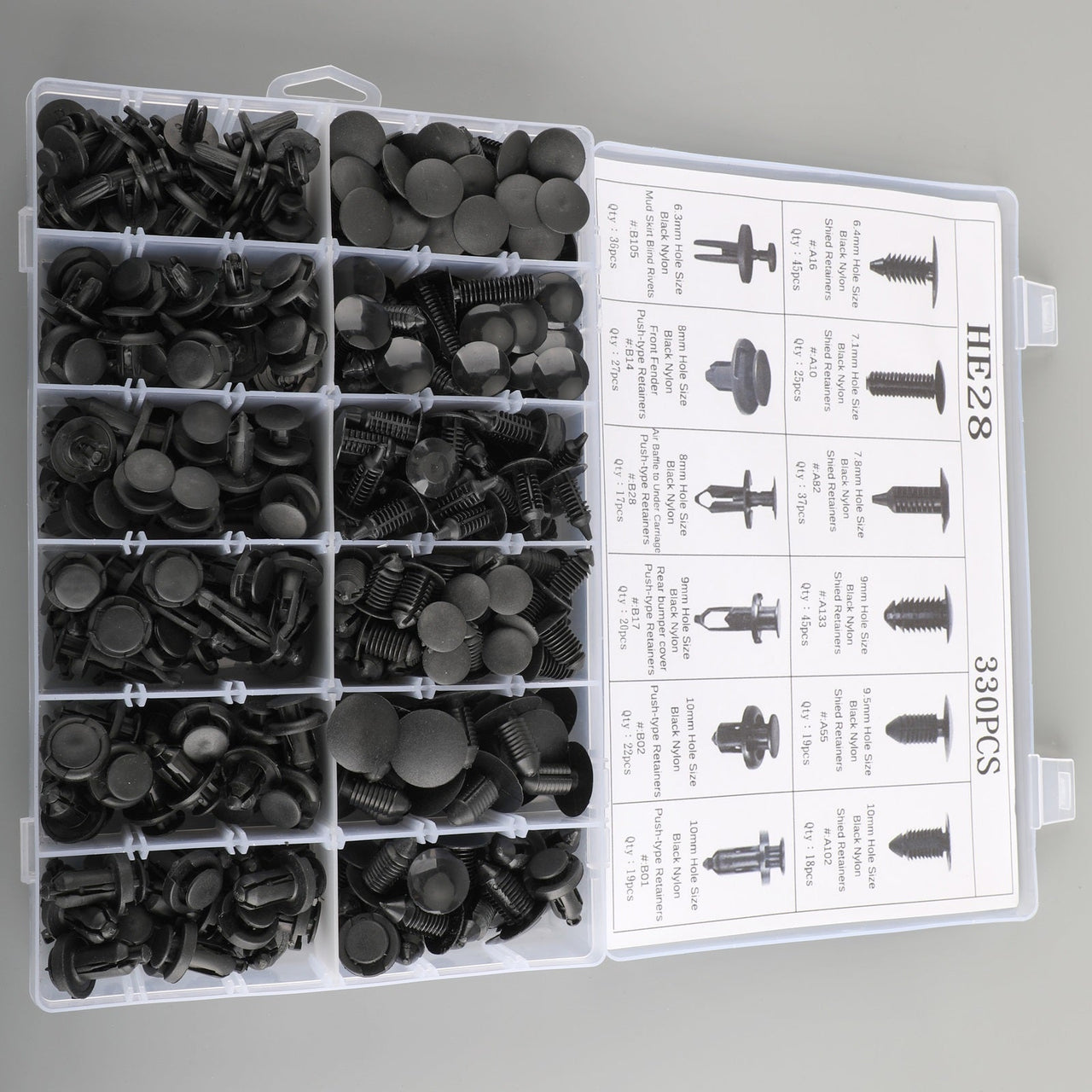 330PCS Car Bumper Push Rivet Fastener Clip Retainers Assortment Fits For Ford Toyota Generic US Part One