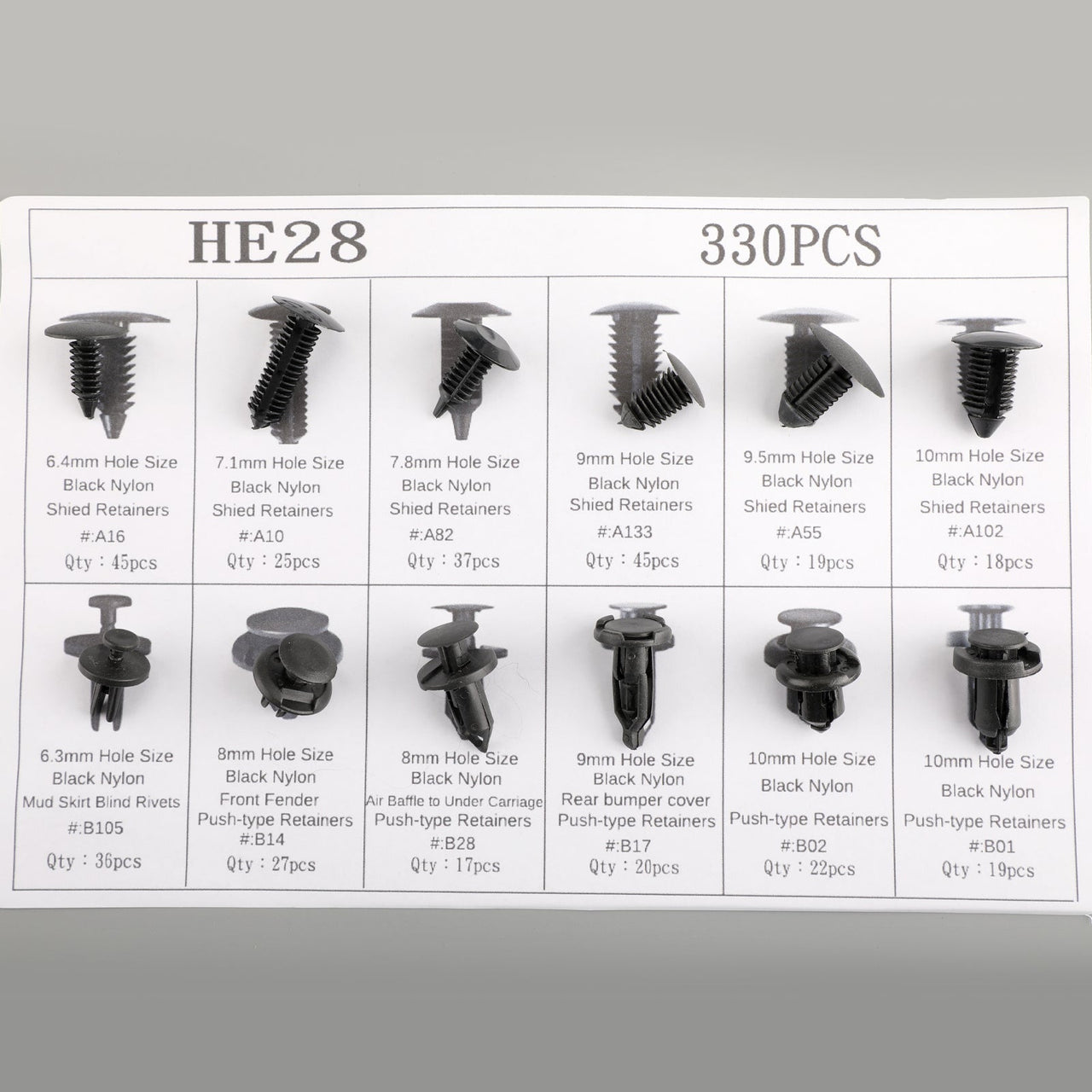 330PCS Car Bumper Push Rivet Fastener Clip Retainers Assortment Fits For Ford Toyota Generic US Part One