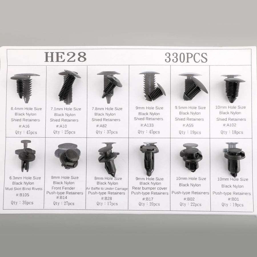330PCS Car Bumper Push Rivet Fastener Clip Retainers Assortment Fits For Ford Toyota Generic US Part One