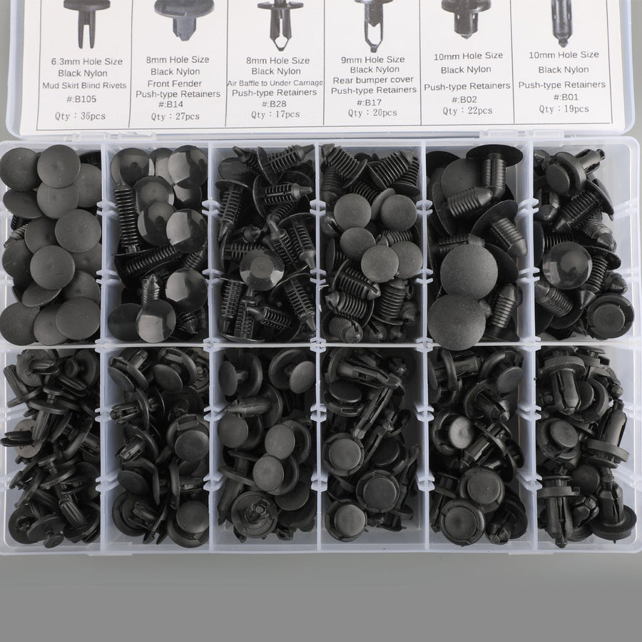 330PCS Car Bumper Push Rivet Fastener Clip Retainers Assortment Fits For Ford Toyota Generic US Part One