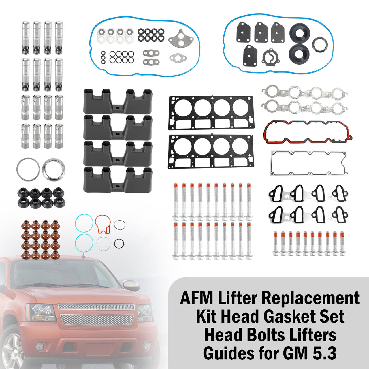 2005-2006 GMC Envoy XL 5.3L 5328CC 325CID V8 OHV 16 Valve AFM Lifter Replacement Kit Head Gasket Set Head Bolts Lifters Guides Fedex Express Generic