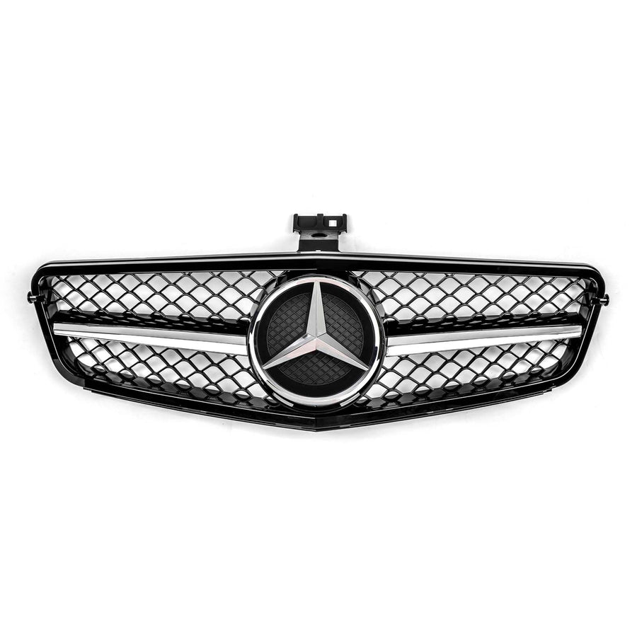 08-14 C-Class W204 C300 C350 Benz Grille ABS Gloss Black Chrome Front Grille Replacement Generic U.S. Part One