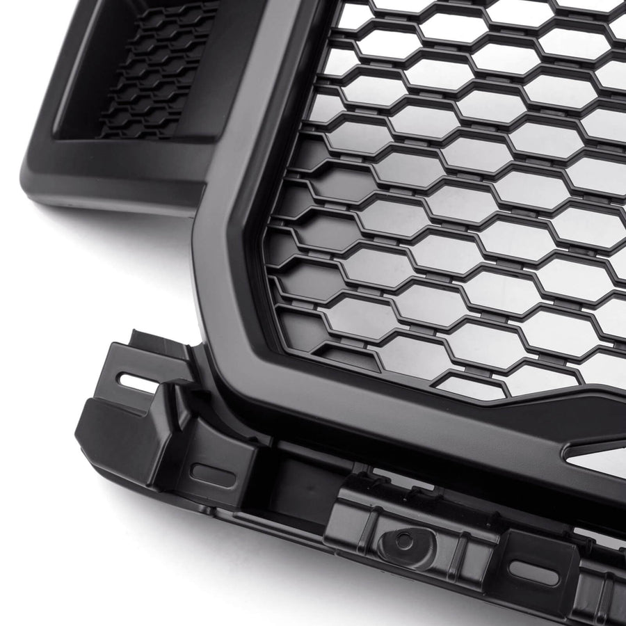 18-20 Ford F150 Honeycomb Grill Amber LED Raptor Style Grill Repalcment Generic U.S. Part One