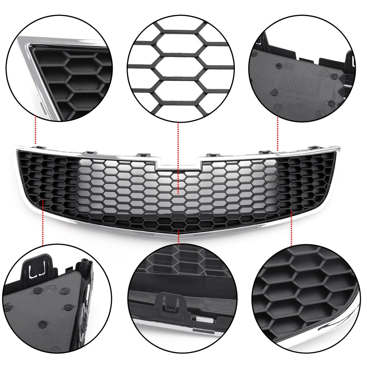 1PC Front Lower Bumper Grille Grill Inserts Trim Covers For 09-14 Chevy Cruze Generic U.S. Part One