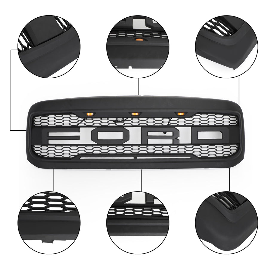 1999-2004 Ford F250 F350 F450 F550 Raptor Style Grill Super Duty Black Generic U.S. Part One
