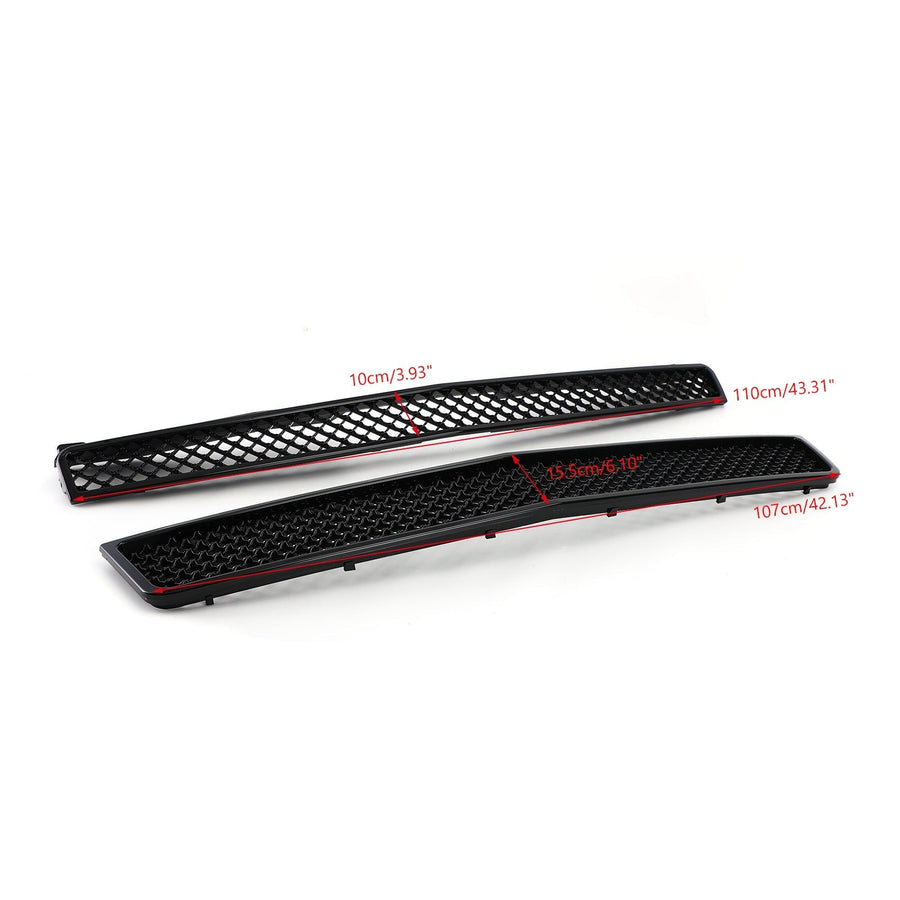 07-14 Chevy Tahoe/Suburban 2PCS Glossy Black Mesh Front Bumper Grille Generic U.S. Part One