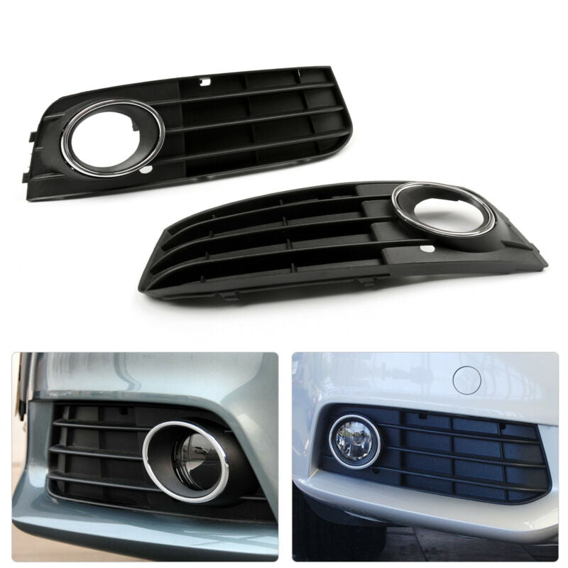 Pair Matte Black Front Bumper Fog Light Grille Cover For 09-11 Audi A4 A4L Generic US Part One
