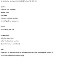 Thumbnail for Car Window Sun Rain Guard Visors Kit 6PCS For Acura TSX 2009-2014 Generic US Part One