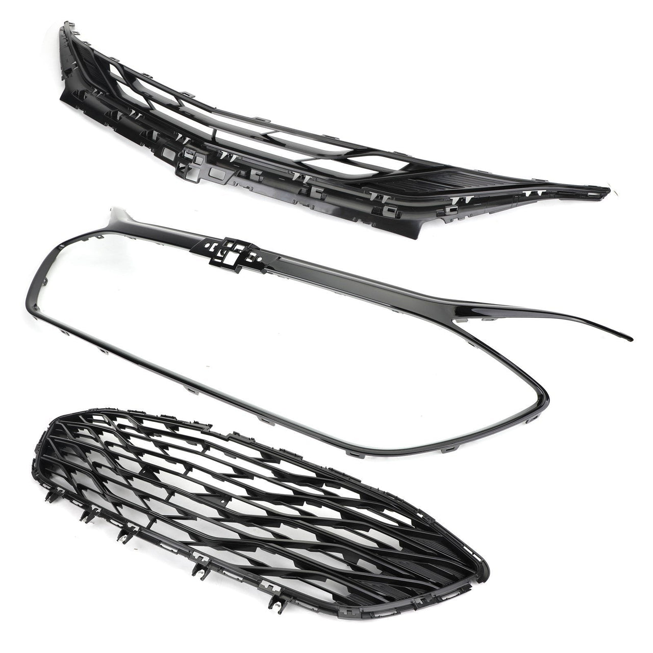 2019 2020 Chevrolet Malibu 3pcs Front Upper Grille Lower Grille Gloss Black Generic US Part One
