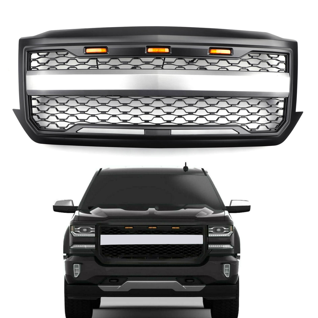 2016-2018 Chevrolet Chevy Silverado 1500 Front Bumper Grille With Amber Lights Generic US Part One