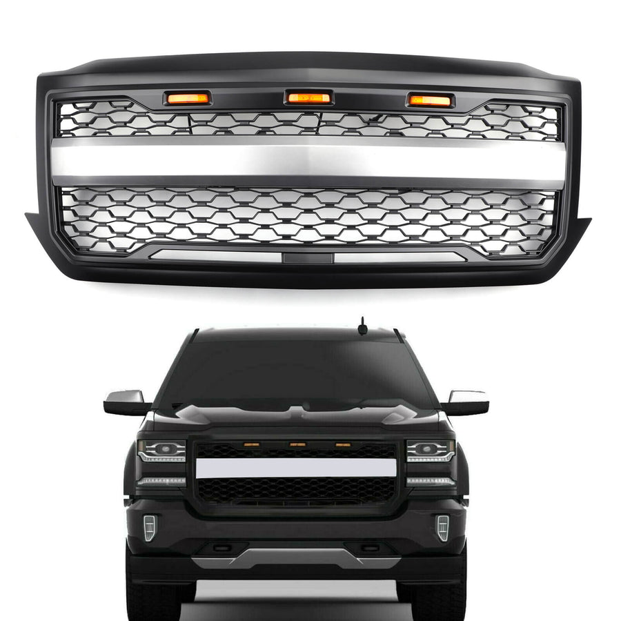 2016-2018 Chevrolet Chevy Silverado 1500 Front Bumper Grille With Amber Lights Generic US Part One