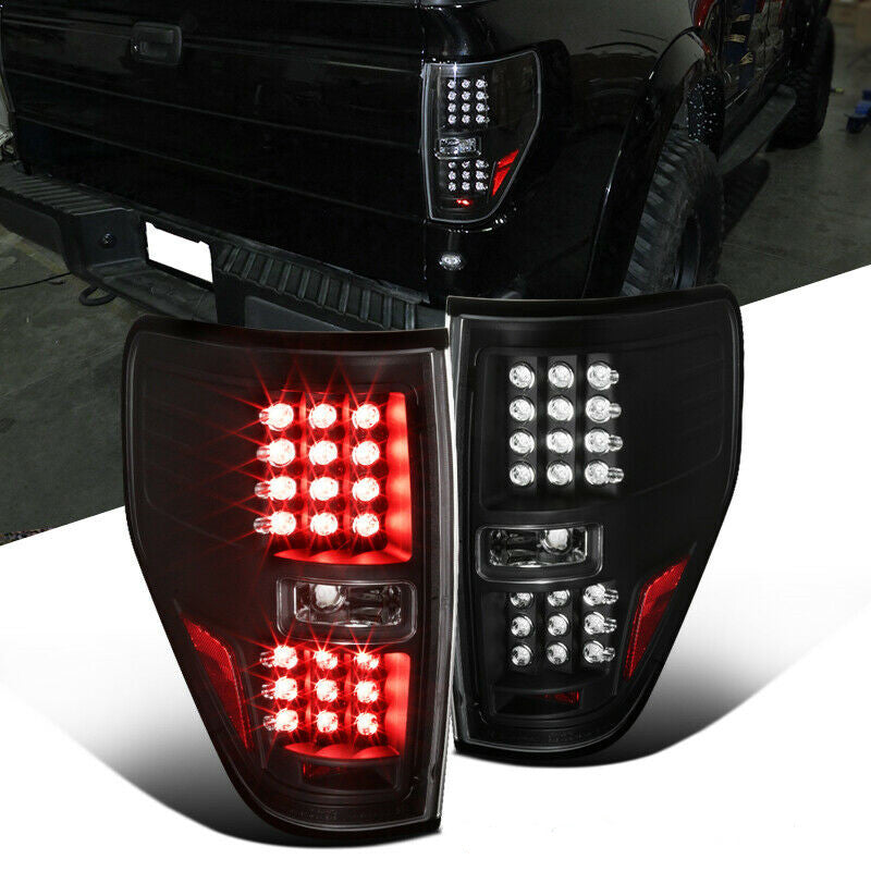 Pickup Black LED Tail Lights Rear Brake Lamps Left+Right 2009-2014 Ford F150 U.S. Part One