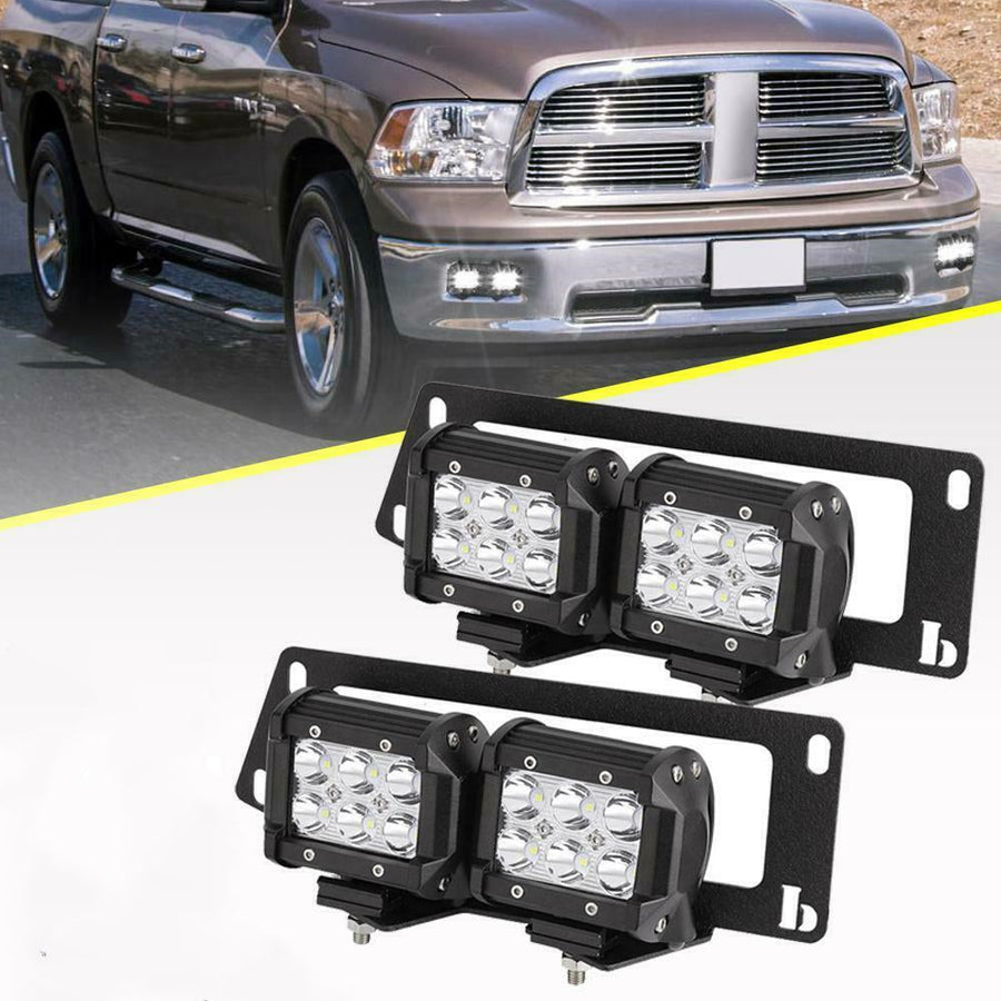 4 INCH LED Pods Fog light Lamp + Mounts Set for 2010-2018 Dodge Ram 2500/3500 U.S. Part One