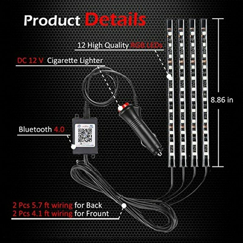 Atmosphere Light RGB 48 LED Car Accessories Interior for Ford F150 F250 Strip APP Bluetooth Control U.S. Part One