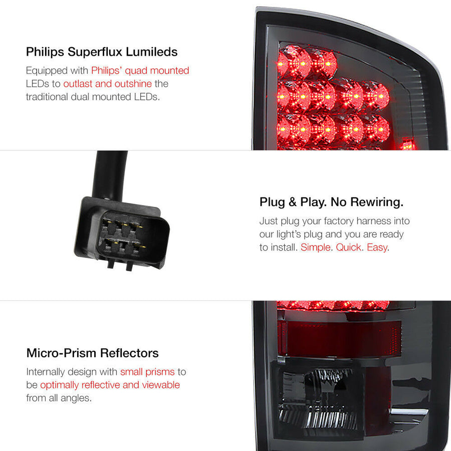 Smoke Tail Light+Rear Led 3rd Brake Stop Lamp for Dodge Ram 2002 - 2006 1500 2500 3500 U.S. Part One