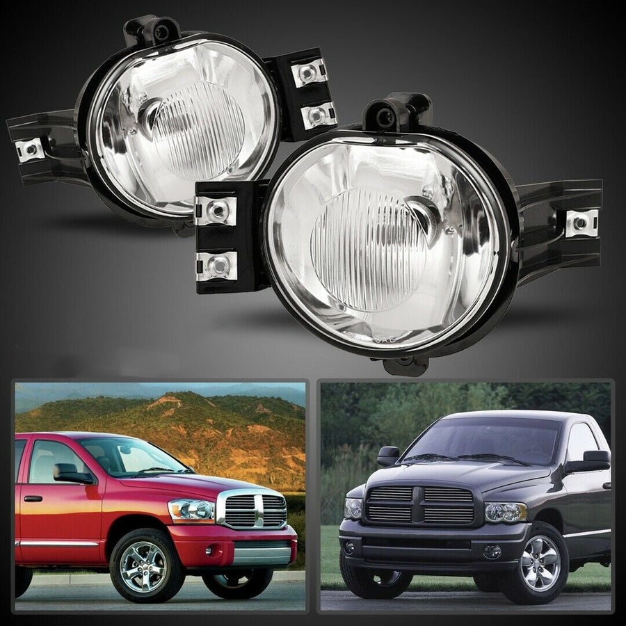 Pair Bumper Fog Light Lamp OE Replacement DOT Clear Lens Fit for 2002-2009 Dodge Ram U.S. Part One