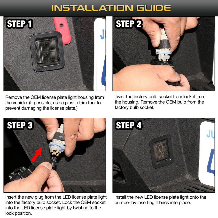 HIGH POWER LED Smoke License Plate Lights Bulbs Assembly for Ford F150 2015-2018 U.S. Part One