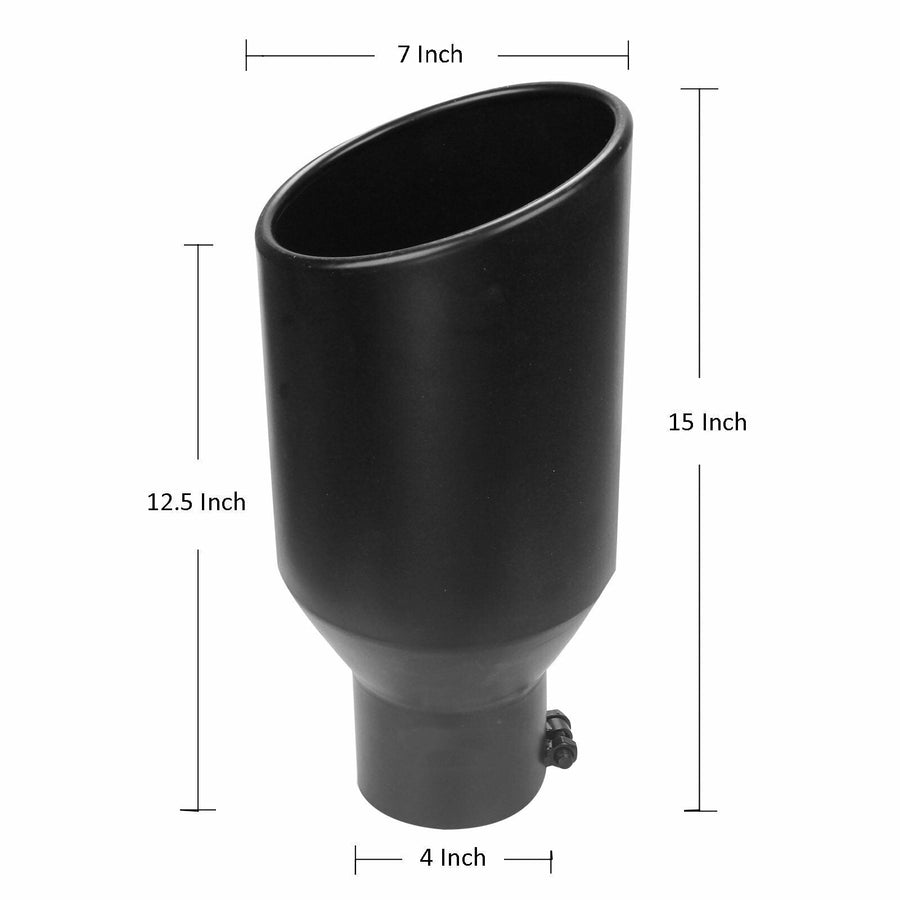 6.4L 4'' Delete Pipe No Bung+Black 4‘’In 7‘’Out Diesel Tip for 2008-2010 Ford F250 F350 F450 F550 U.S. Part One