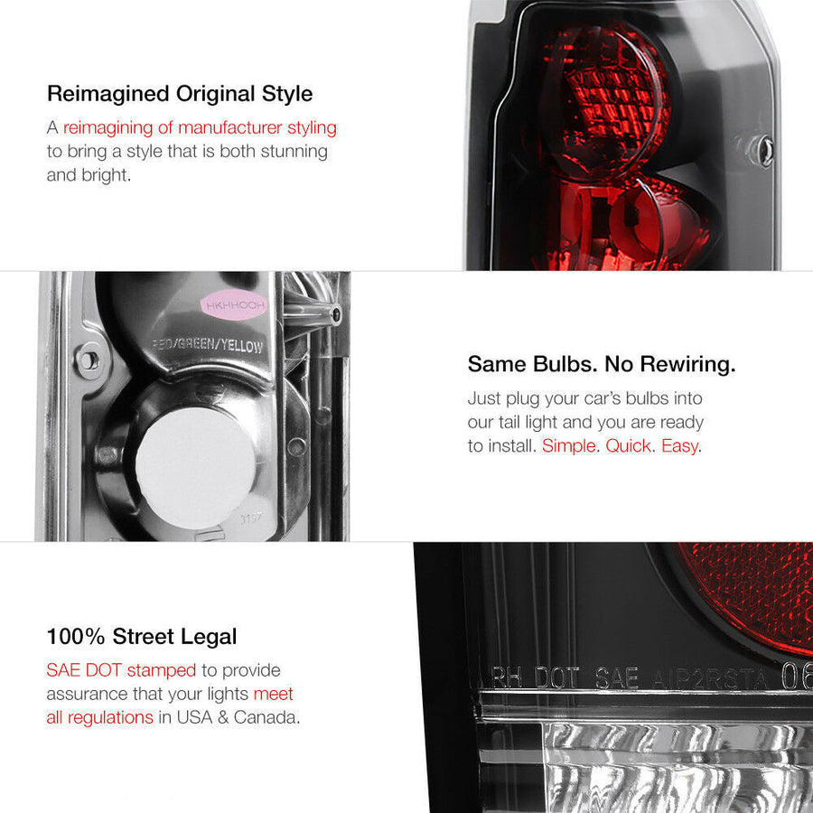 Bronco Black Red Tail Light Brake Signal Lamp L+R for 89-96 Ford F150 F250 F350 U.S. Part One