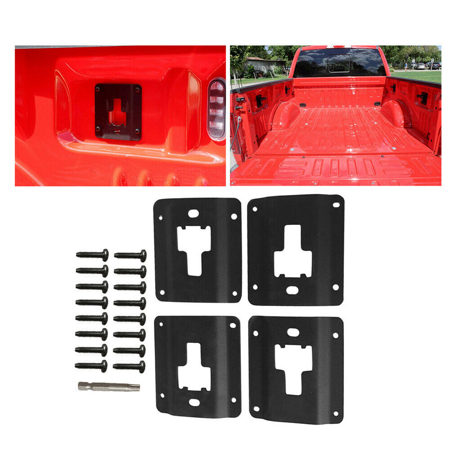Tie Down Brackets Truck Bed Cargo for 2015-2019 Ford F150 F250 F350, Standard Bed Interface Plate Set 4 with 16 Anti-Theft Screws US Part One