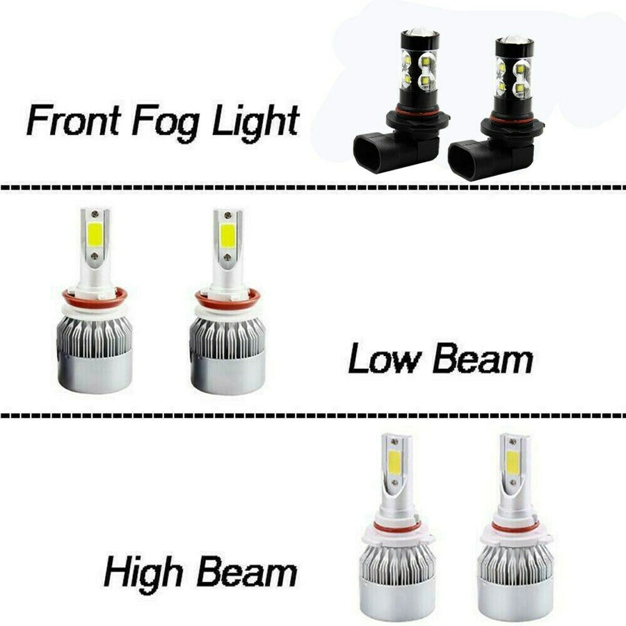 6000K LED Headlight Kit Hi/Lo + Fog Lights 9005 H11+9145K for Ford F-150 2015-2019 U.S. Part One