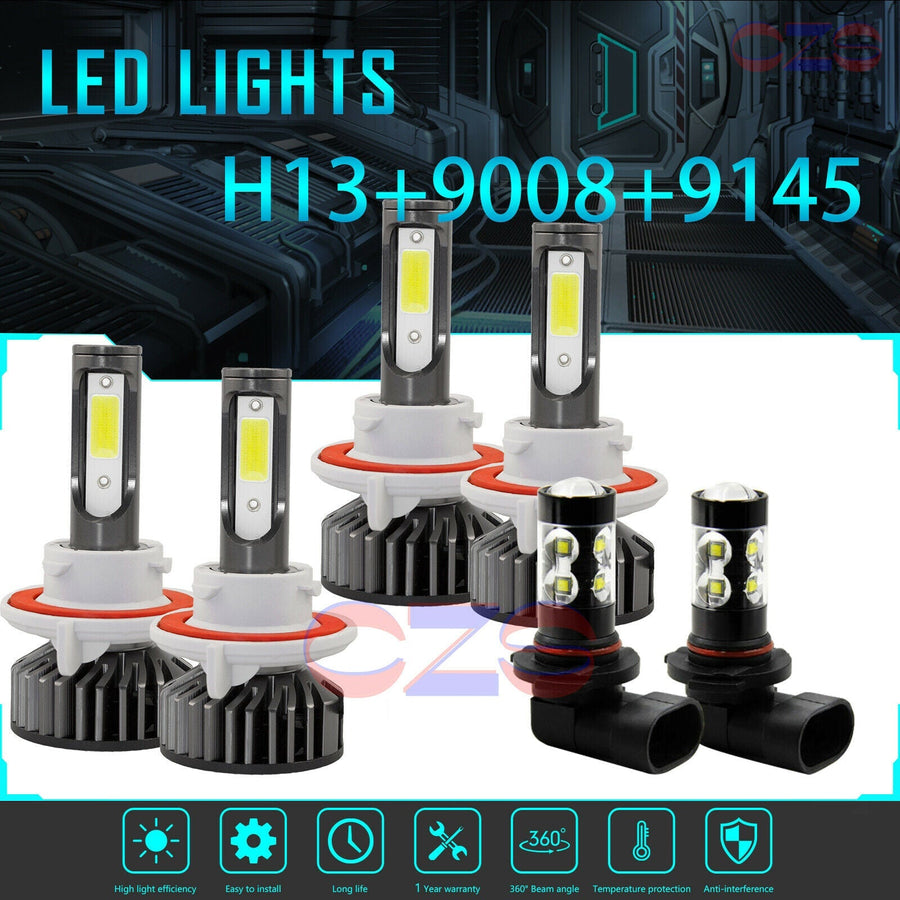 6000K For Ford F250 F350 F450 2005-2019 4Side LED Headlight Fog Light Bulbs 6x U.S. Part One