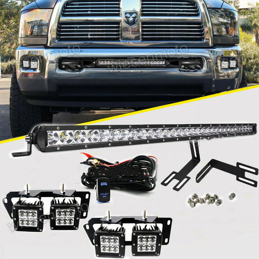 20'' LED Light Bar Dual 24W Pods Bumper Brackets for 10-UP Dodge Ram 2500/3500 U.S. Part One