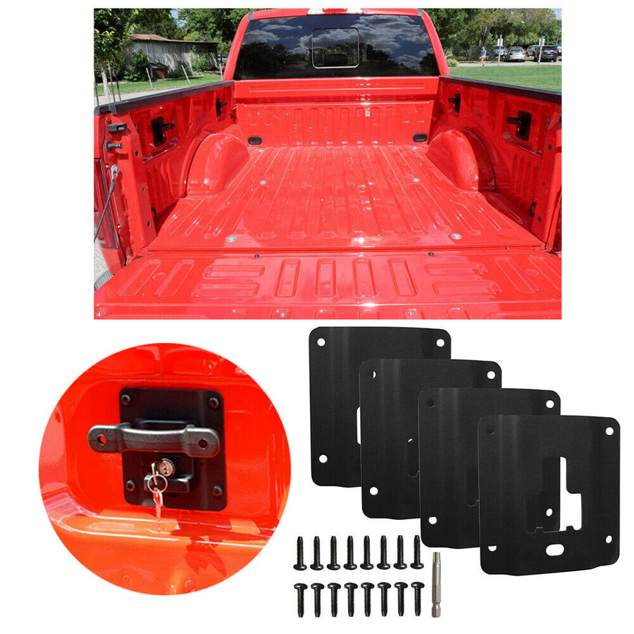 Tie Down Brackets Truck Bed Cargo for 2015-2019 Ford F150 F250 F350, Standard Bed Interface Plate Set 4 with 16 Anti-Theft Screws US Part One