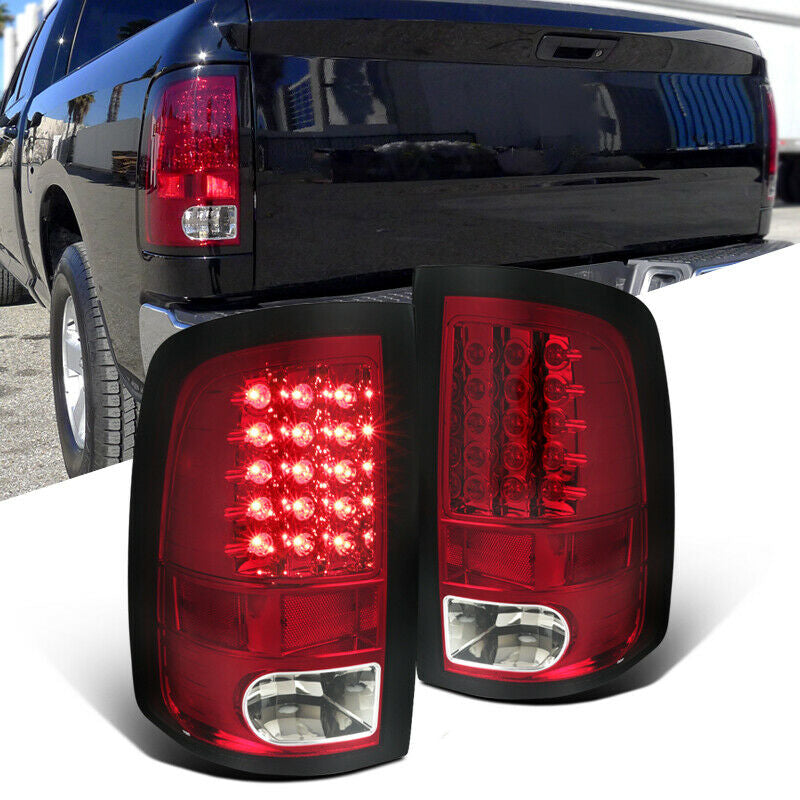 For 09-18 Dodge Ram 1500 2500 3500 Pickup Red LED Tail Lights Rear Brake Lamps U.S. Part One