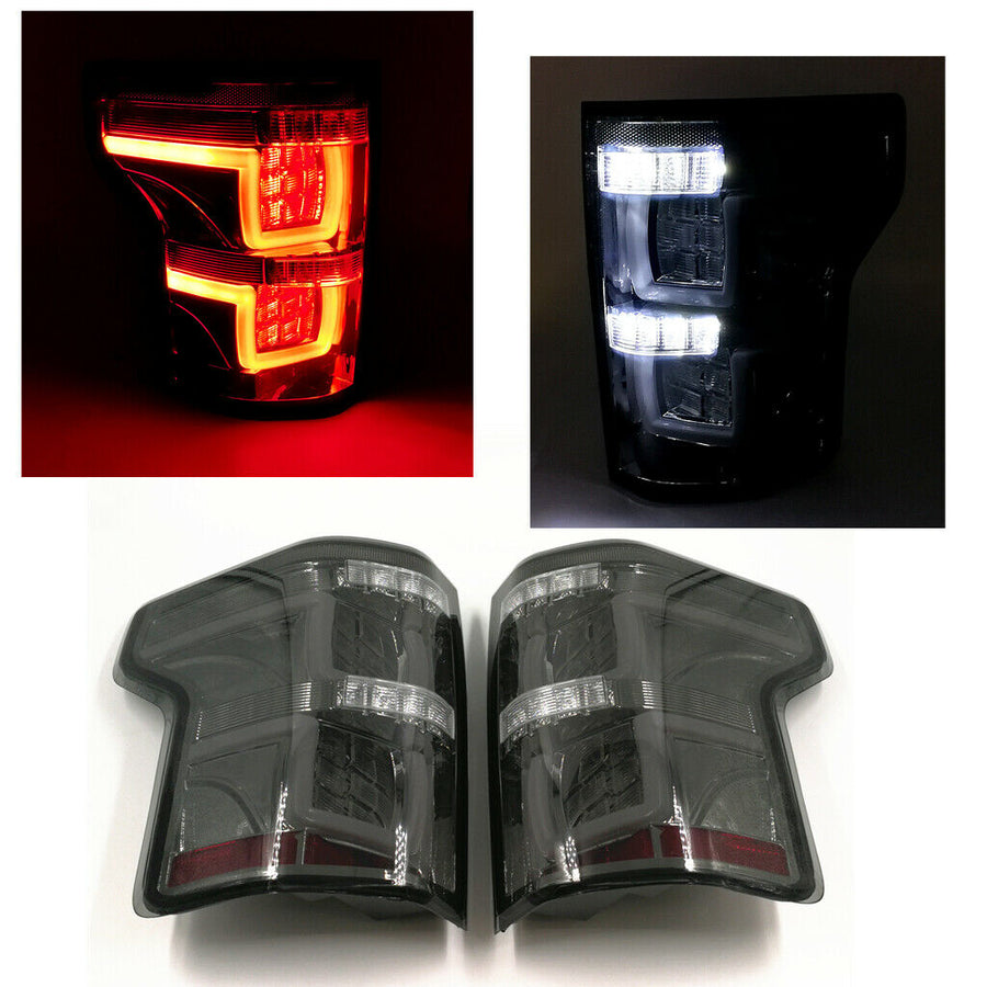 LED Tail Lights Lamps Smoked Lens W/O Blind Spot for 2015 2016 2017 Ford F150 U.S. Part One