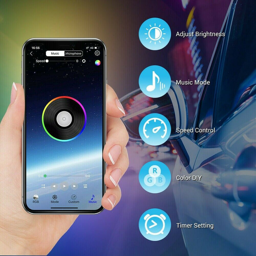 Atmosphere Light RGB 48 LED Car Accessories Interior for Ford F150 F250 Strip APP Bluetooth Control U.S. Part One