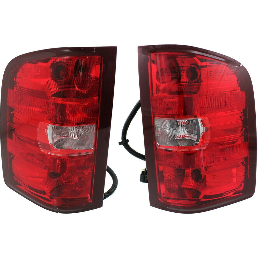 Halogen Tail Light Set 1500 Clear/Red Lens w/Bulbs for 2010 Chevy Silverado 2Pcs U.S. Part One