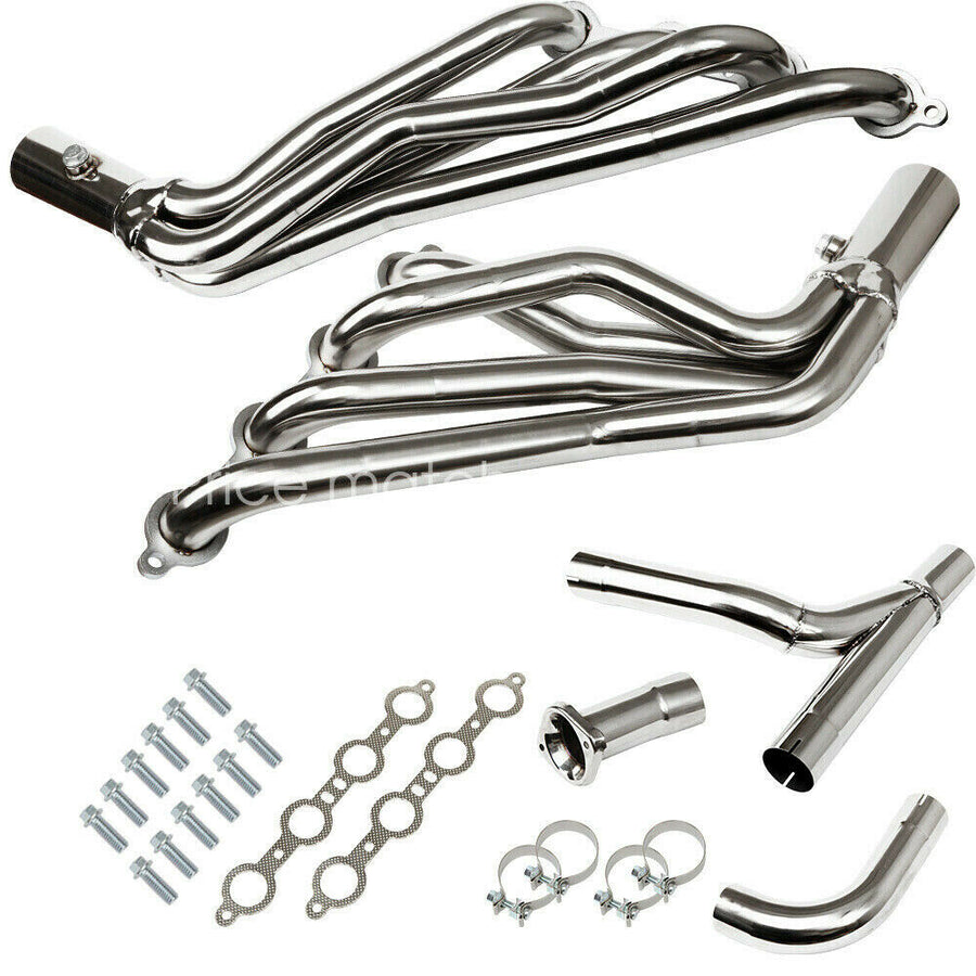 SS Long Tube Exhaust Header Manifold+Y-Pipe for 99-06 Chevy/GMC GMT800 4.8/5.3 U.S. Part One